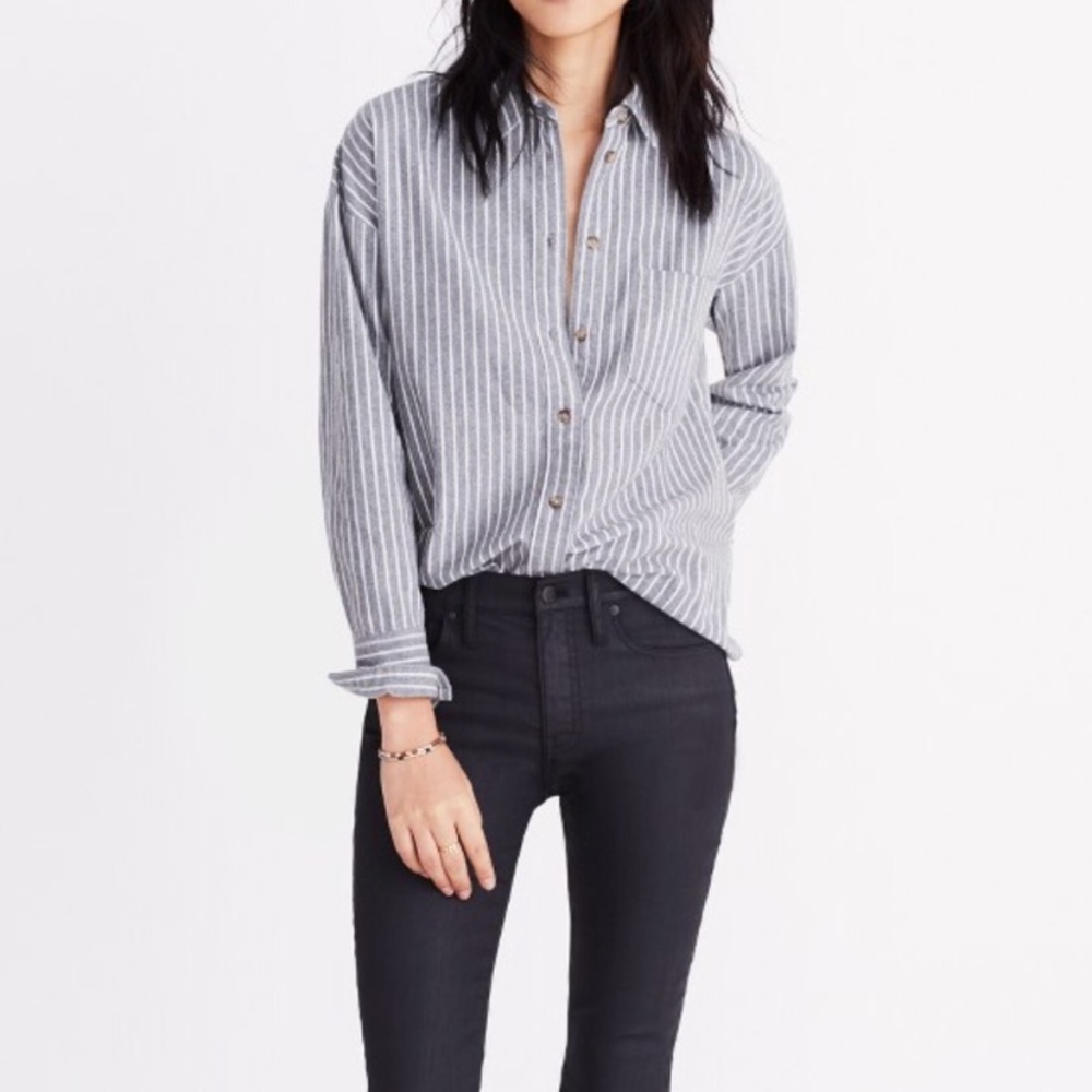 Madewell Gray striped flannel